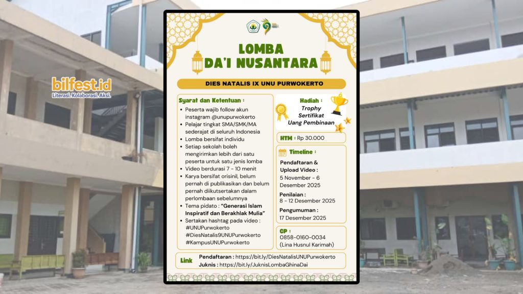 UNU Purwokerto Gelar Lomba Da’i Nusantara 2025, Ajang Pencetak Generasi Islam Inspiratif dan Berakhlak Mulia