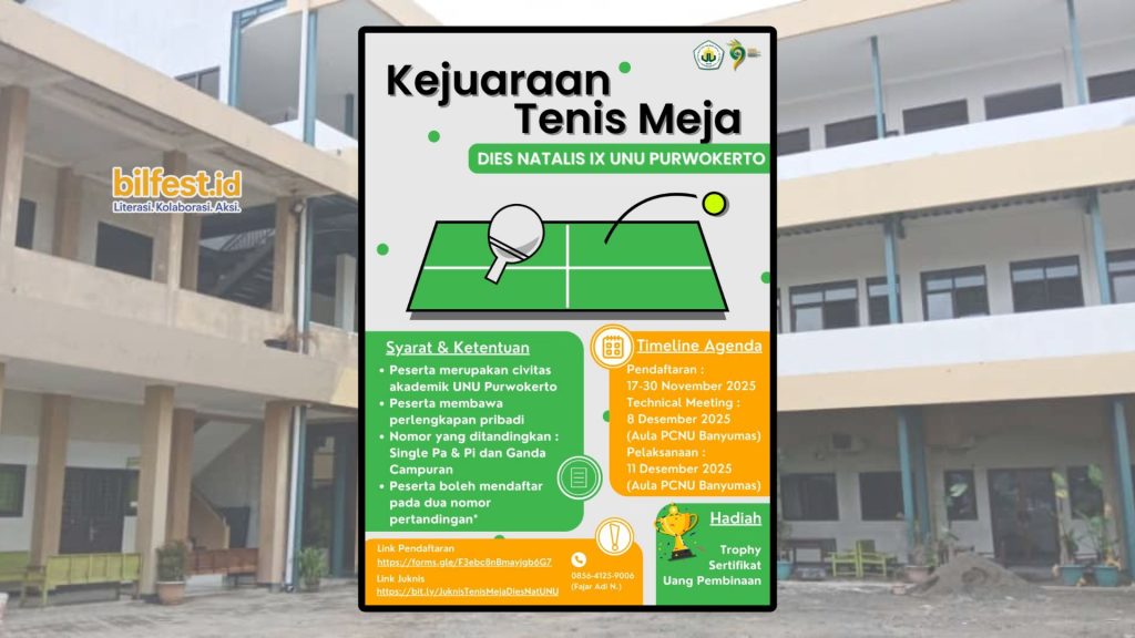 Semarak Dies Natalis IX, UNU Purwokerto Gelar Kejuaraan Tenis Meja: Adu Cepat, Fokus, dan Sportivitas
